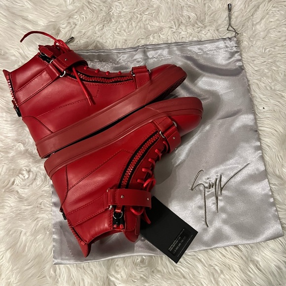 Giuseppe Zanotti red high top sneaker men’s sz 40 - Picture 6 of 8